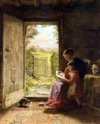 George Hardy The Reading Lesson oil painting on canvas